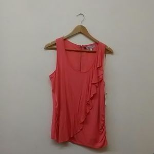 Kohls Jennifer Lopez Coral Blouse Tank Top Ruffles